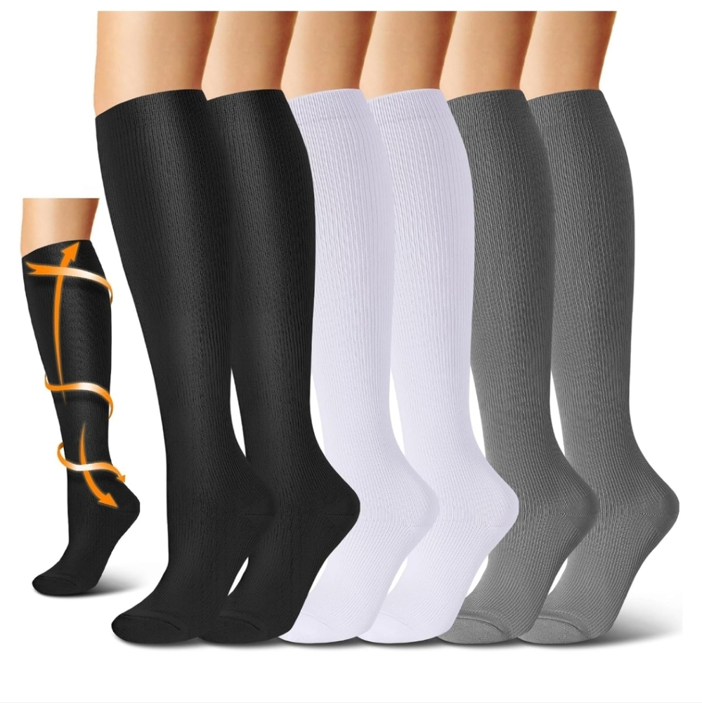 FREE Compression Socks for Women 6 Pairs Knee High Compression Socks S/M